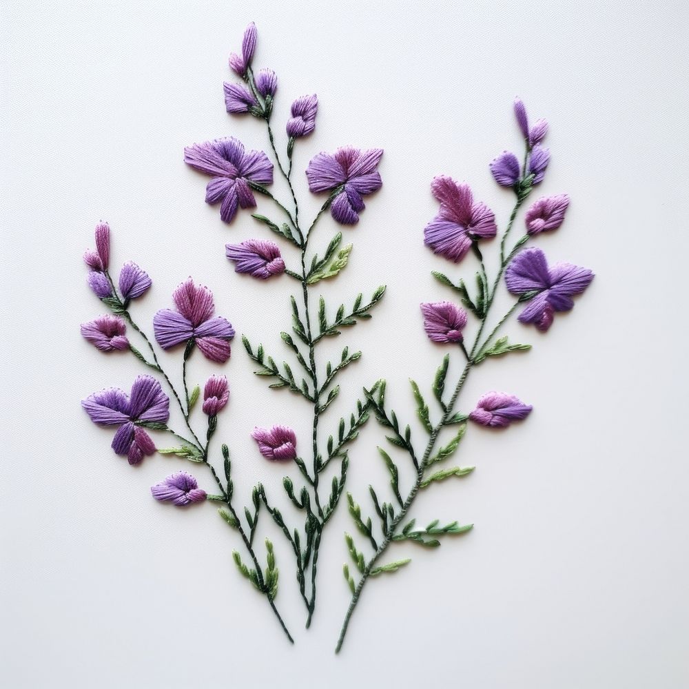 Purple embroidery style wildflower plant.
