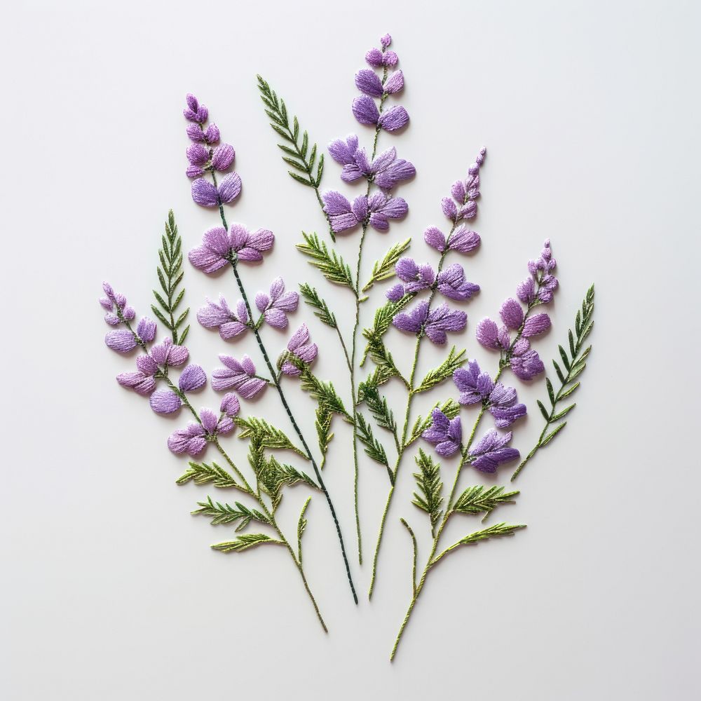 Purple wildflower embroidery style lavender.