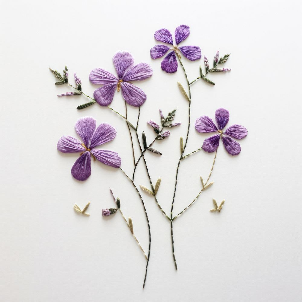 Purple embroidery style wildflower petal.