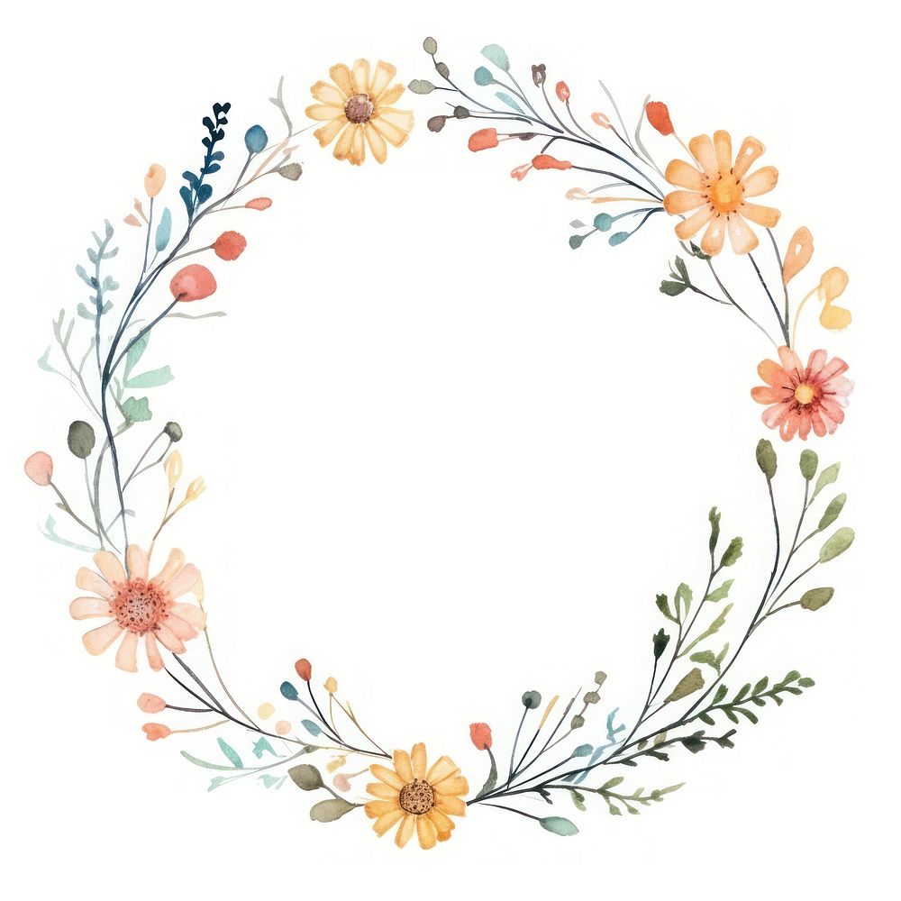 Little flower circle border pattern wreath white background. AI generated Image by rawpixel.