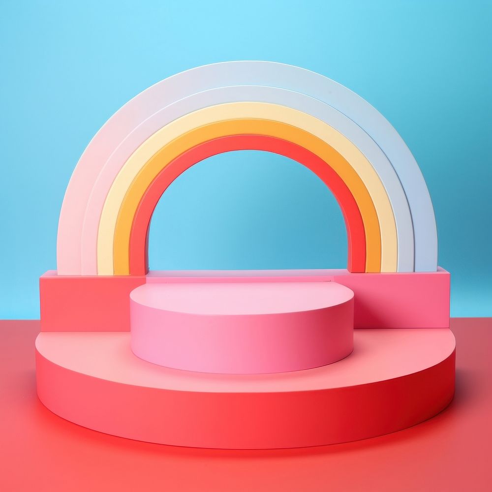 Rainbow paper background product display backdrop.