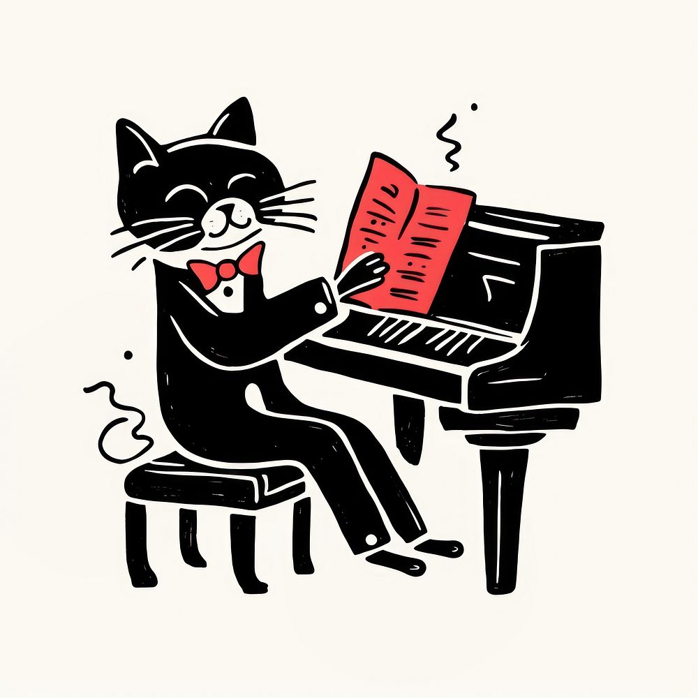 Cat playing piano pianist mammal music. AI generated Image by rawpixel.