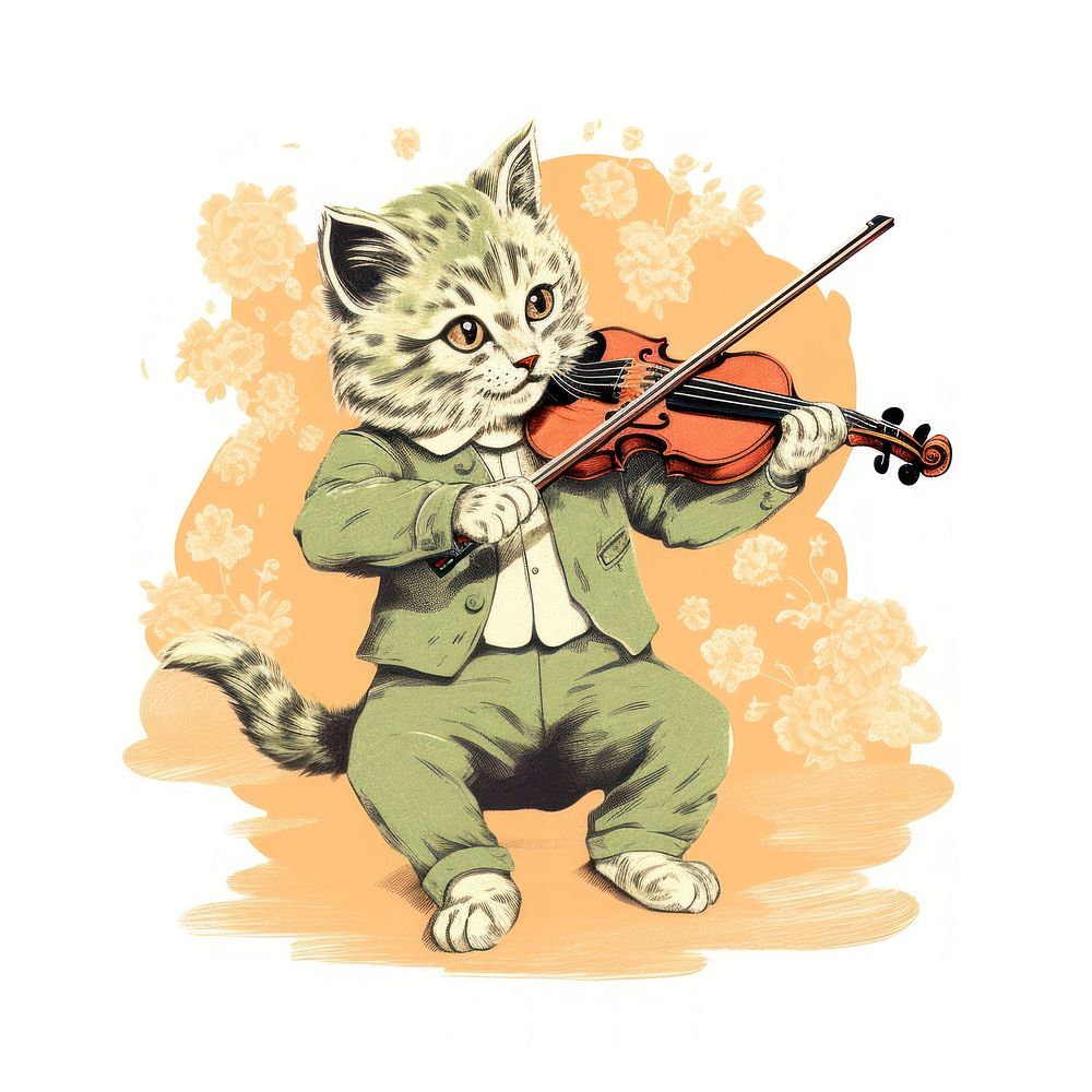 Cat playing violin performance creativity violinist. AI generated Image by rawpixel.