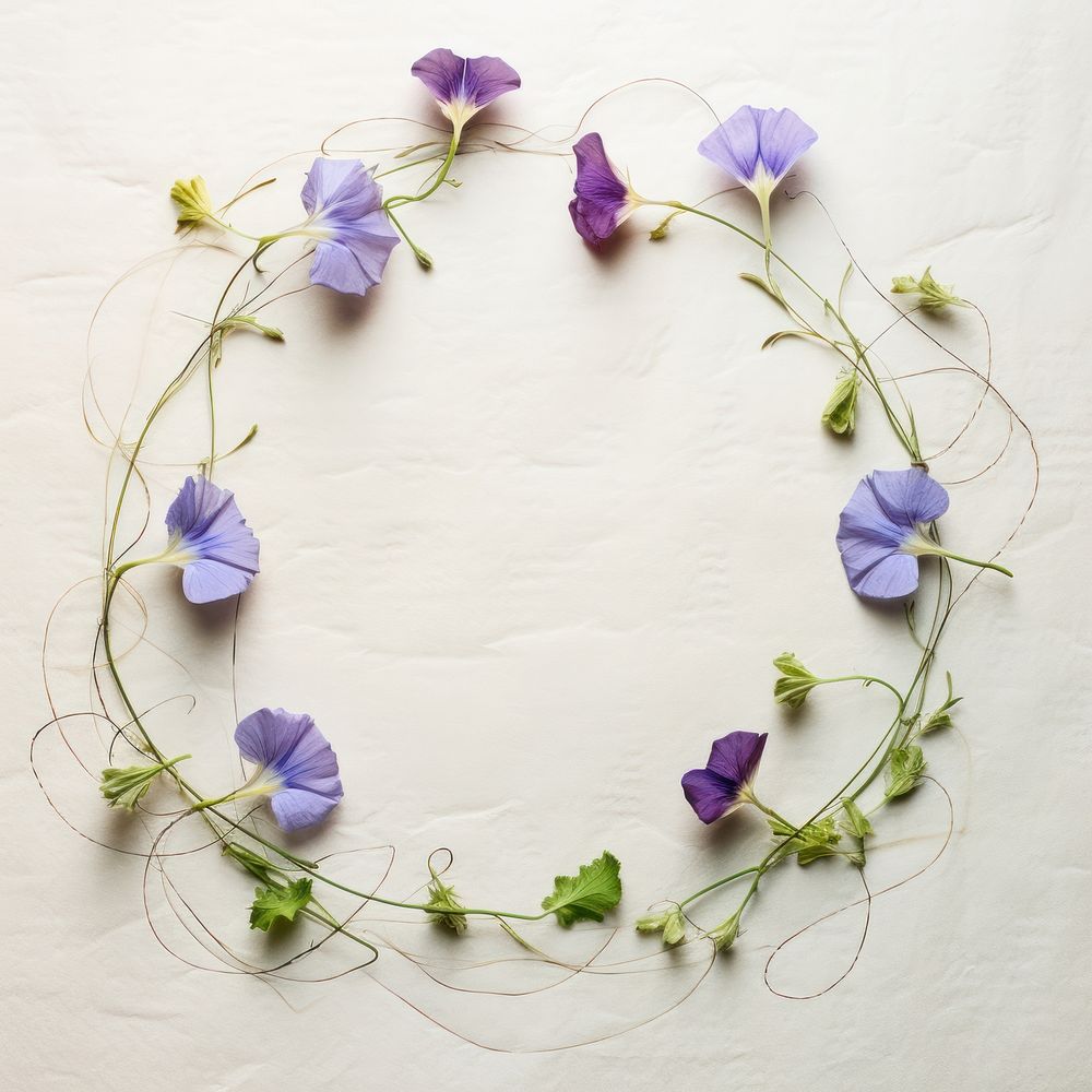 PNG Real pressed morning glory and flowers circle wreath petal. AI generated Image by rawpixel.