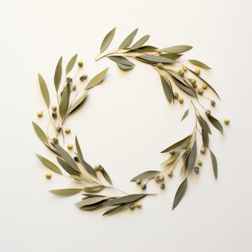 PNG Real pressed olive leaves circle wreath shape. AI generated Image by rawpixel.