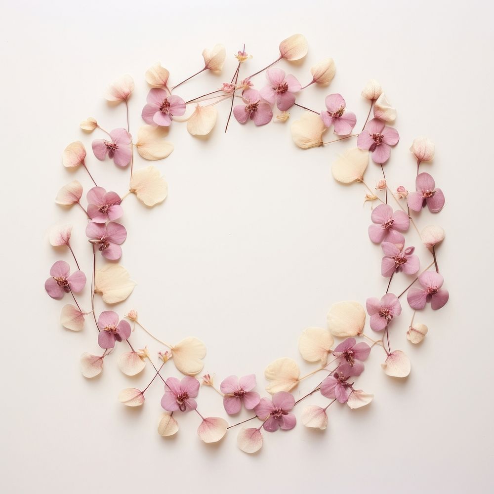 PNG Real pressed orchid flowers jewelry wreath circle. AI generated Image by rawpixel.