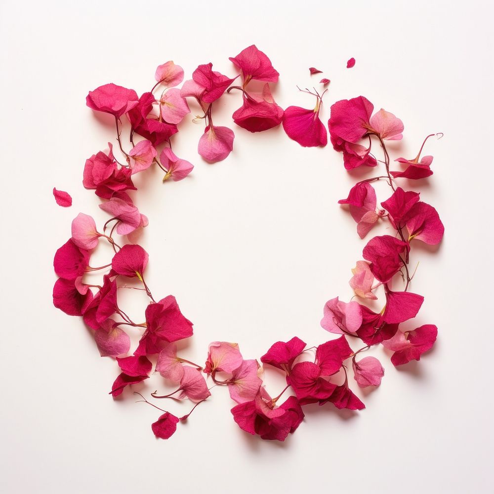 PNG Real pressed bougainvillea flowers circle wreath shape. AI generated Image by rawpixel.