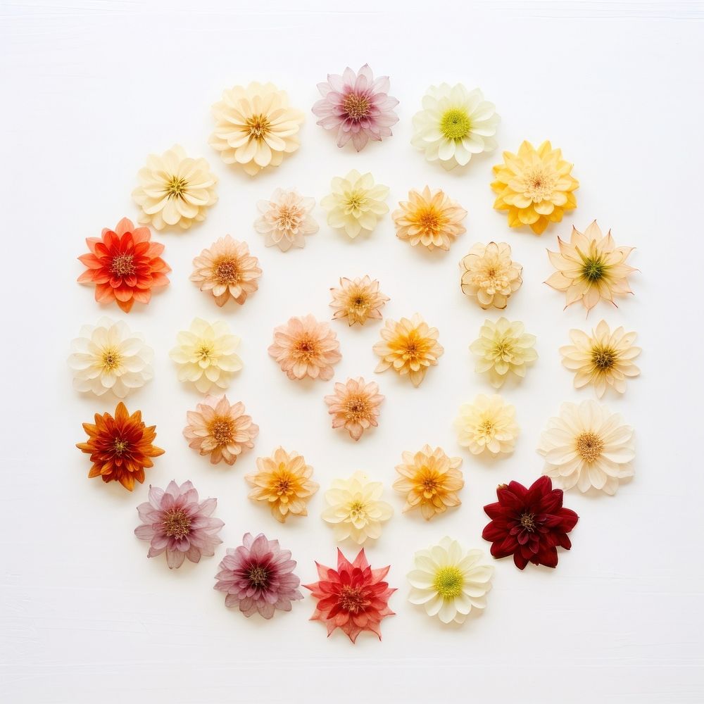 PNG Real pressed dahlia flowers circle shape petal. AI generated Image by rawpixel.
