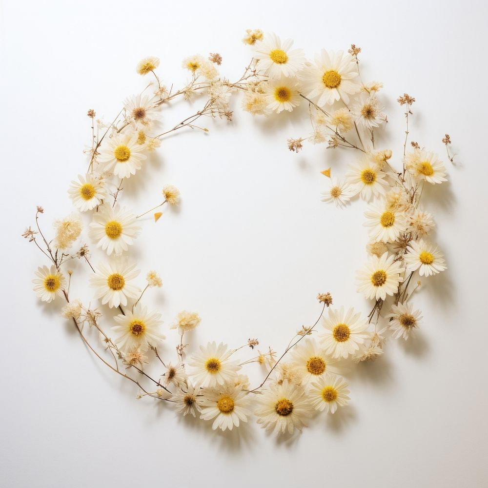  Real Pressed Daisy Flowers flower daisy wreath. AI generated Image by rawpixel.