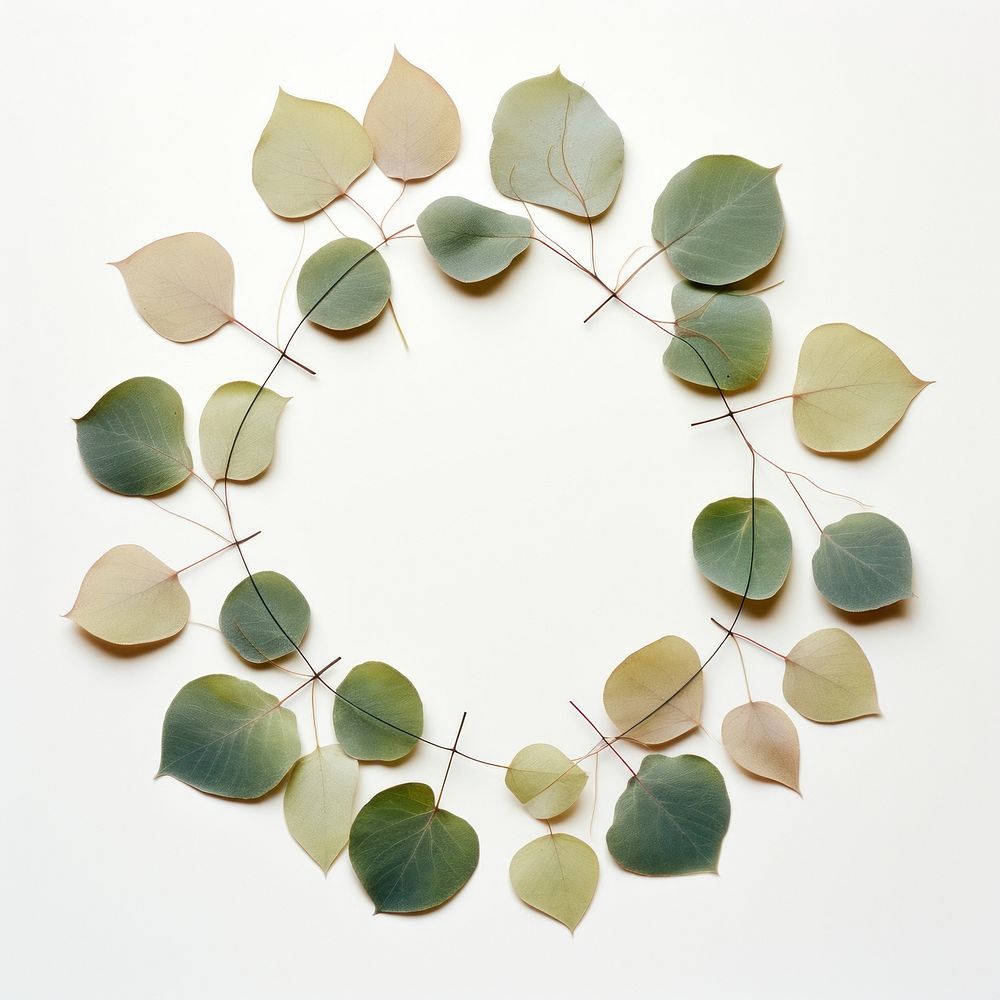 PNG Real pressed eucalyptus leaves circle flower shape. AI generated Image by rawpixel.