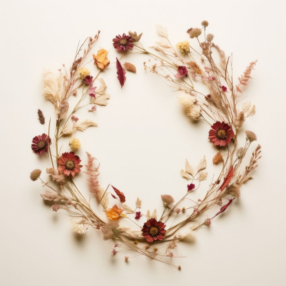  Real Pressed Flowers wreath pattern flower. AI generated Image by rawpixel.