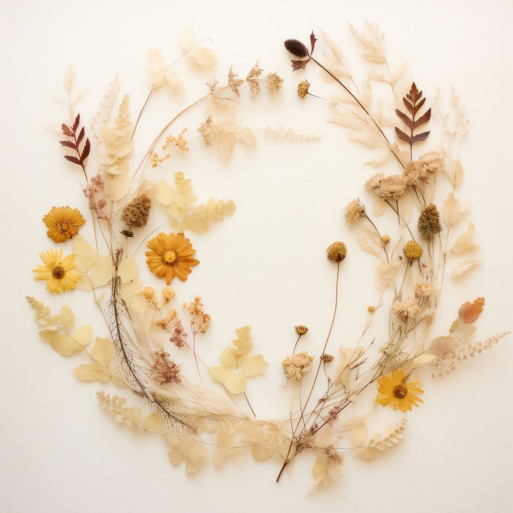  Real Pressed Flowers flower pattern wreath. AI generated Image by rawpixel.