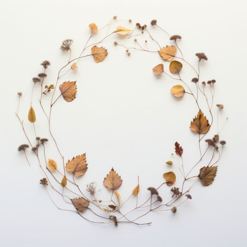PNG Real pressed foliage circle plant shape. AI generated Image by rawpixel.