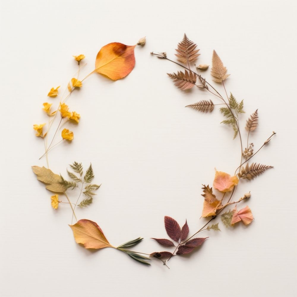 PNG Real pressed foliage flower wreath circle. AI generated Image by rawpixel.