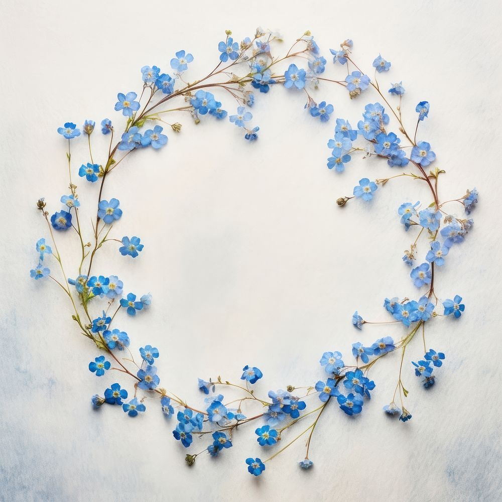 PNG Real pressed forget me not flowers necklace jewelry pattern. AI generated Image by rawpixel.