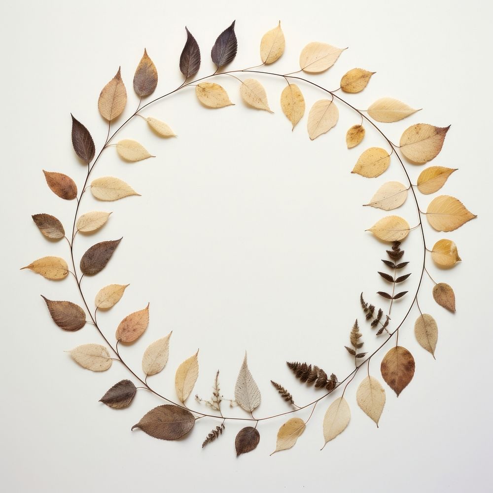 PNG Real pressed leaves circle flower shape. AI generated Image by rawpixel.