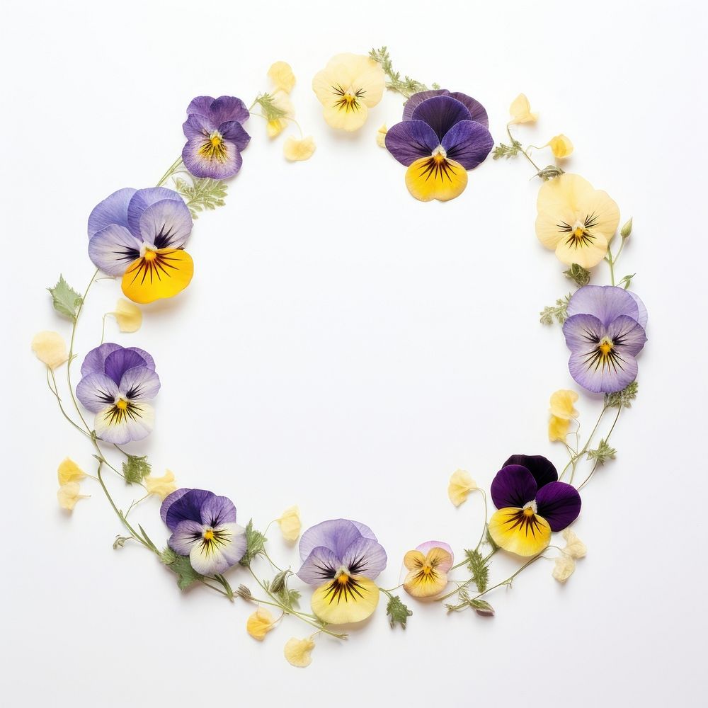 PNG Real pressed pansy flowers circle wreath purple. AI generated Image by rawpixel.