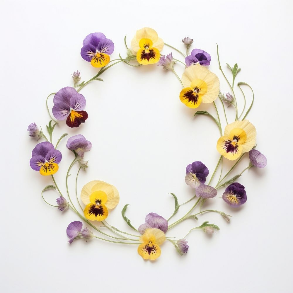  Real pressed pansy flowers wreath petal plant. AI generated Image by rawpixel.
