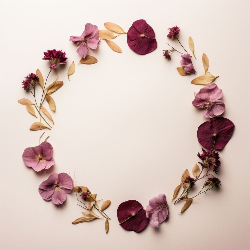 PNG Real pressed petals flower circle wreath. 