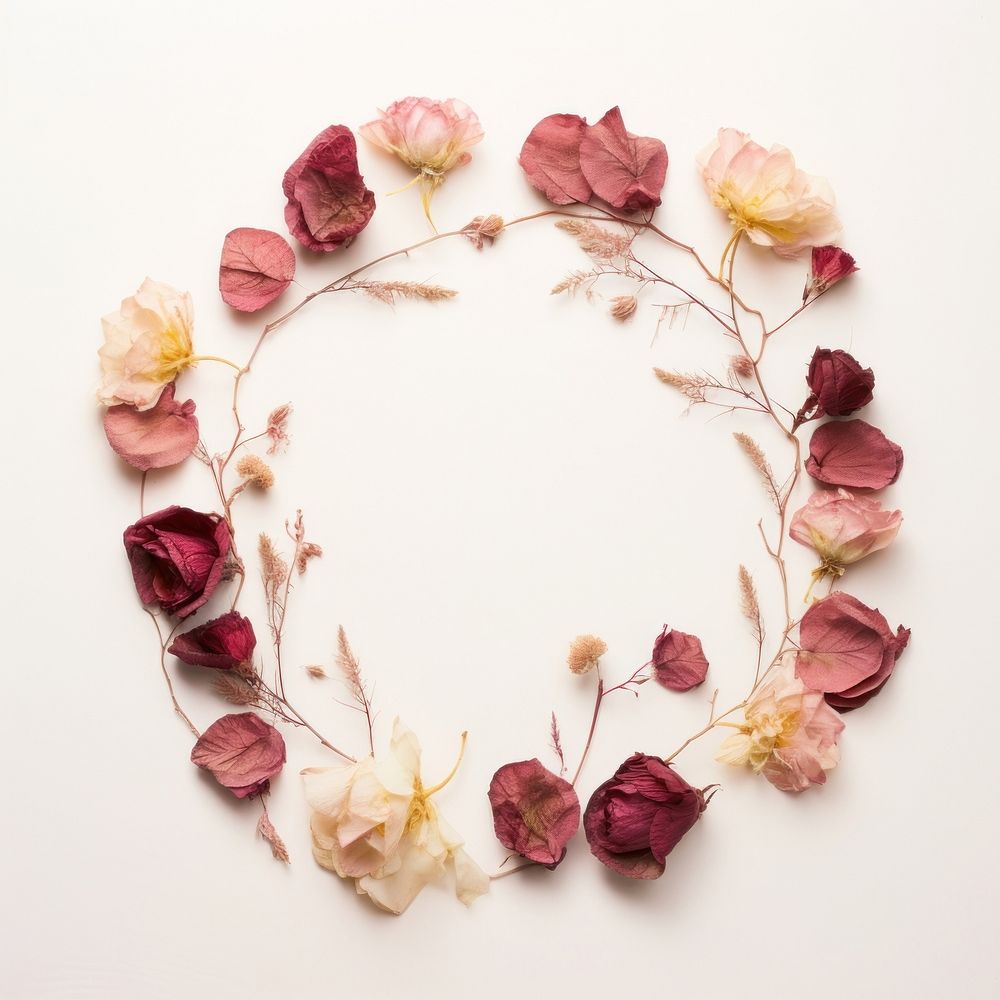 PNG Real pressed rose flowers jewelry circle petal. AI generated Image by rawpixel.