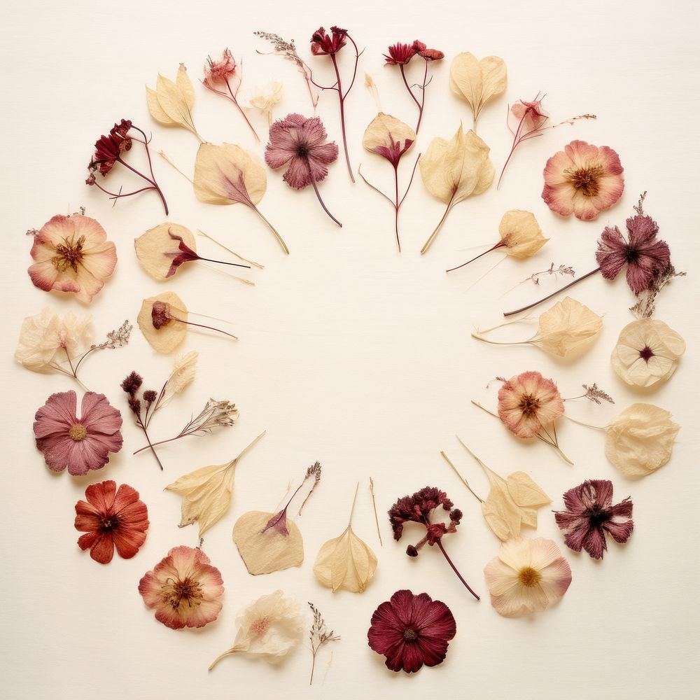 PNG Real pressed rose flowers pattern circle petal. AI generated Image by rawpixel.