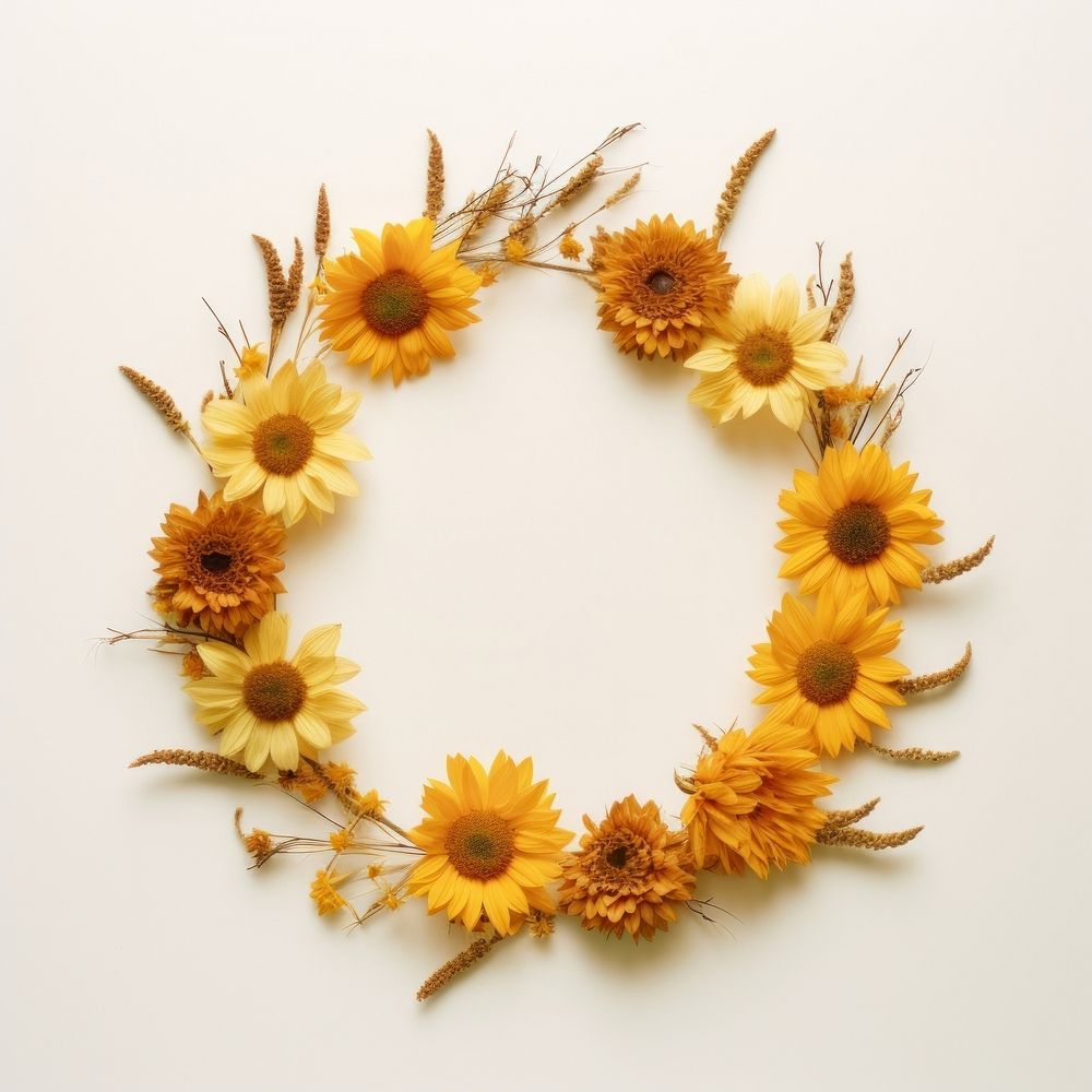  Real pressed sunflowers wreath plant petal. AI generated Image by rawpixel.