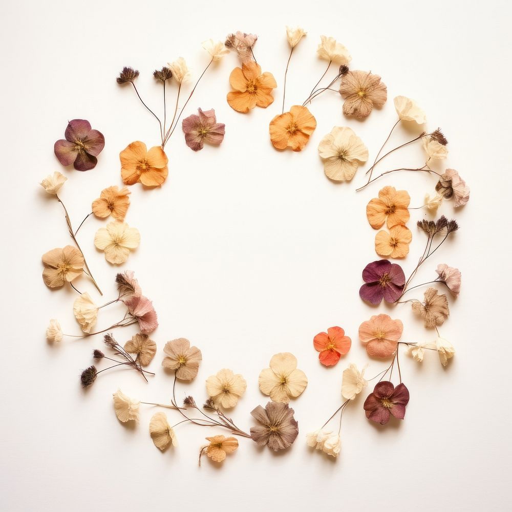 PNG Real pressed wallflowers circle petal plant. AI generated Image by rawpixel.