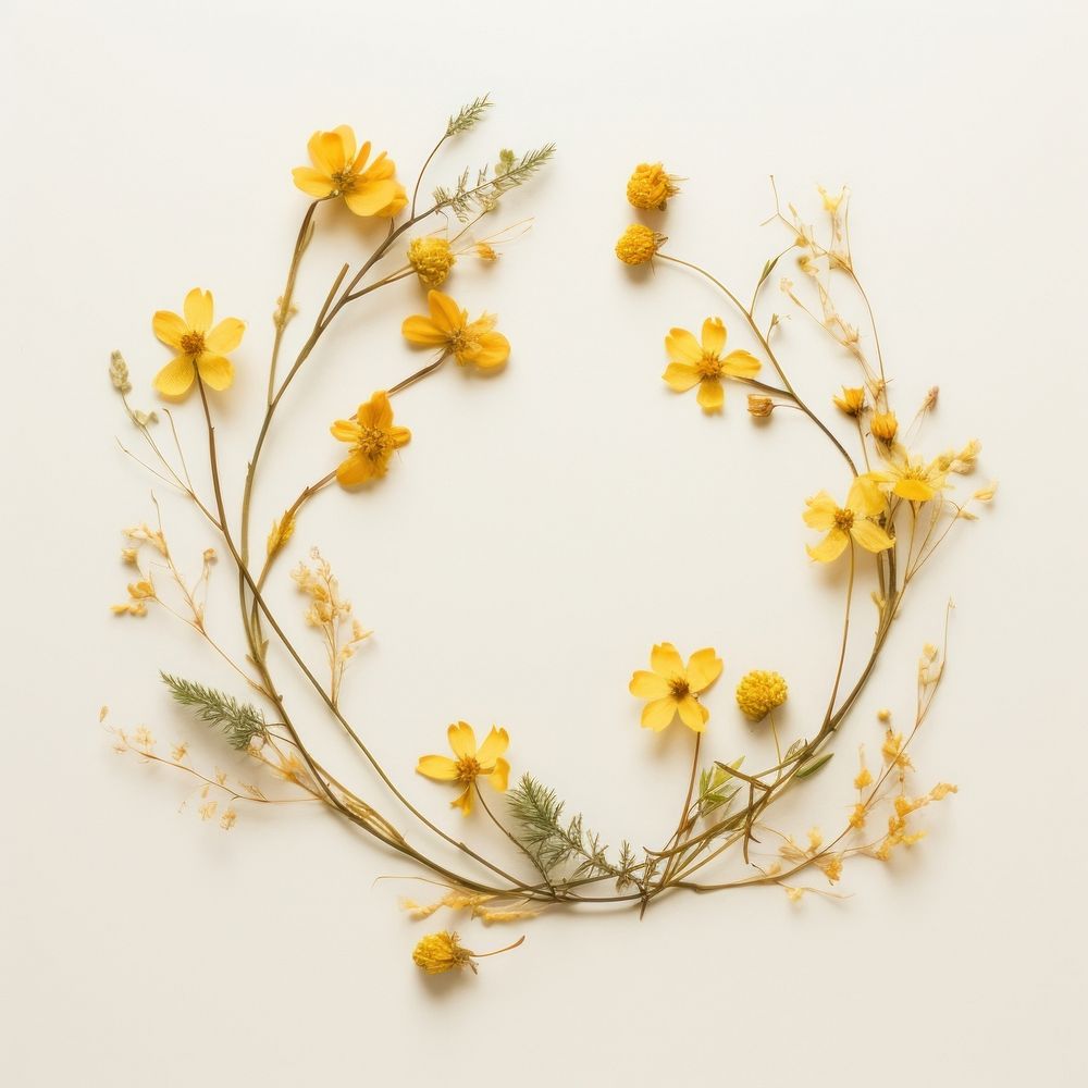  Real pressed yellow flowers plant petal herb. AI generated Image by rawpixel.
