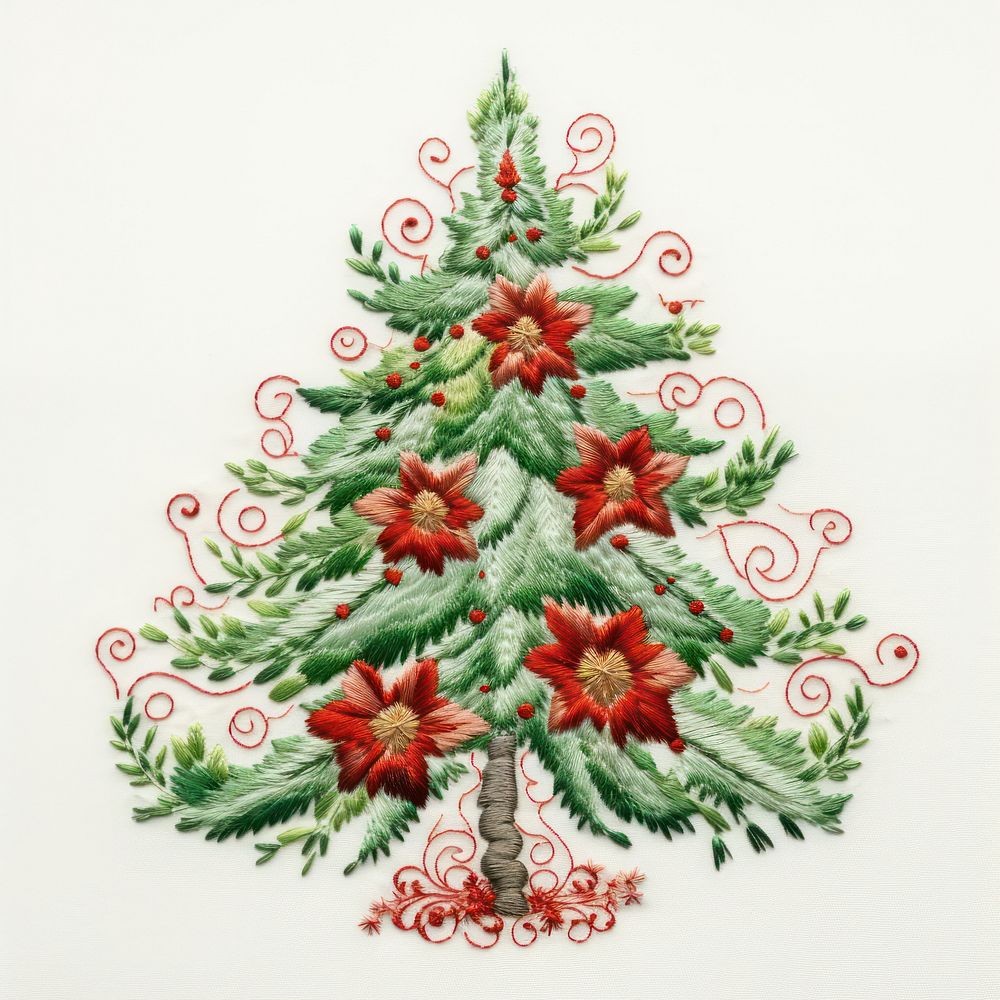 Christmas tree embroidery needlework pattern.