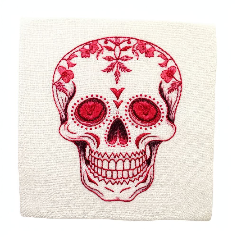 Clean skull embroidery textile pattern.