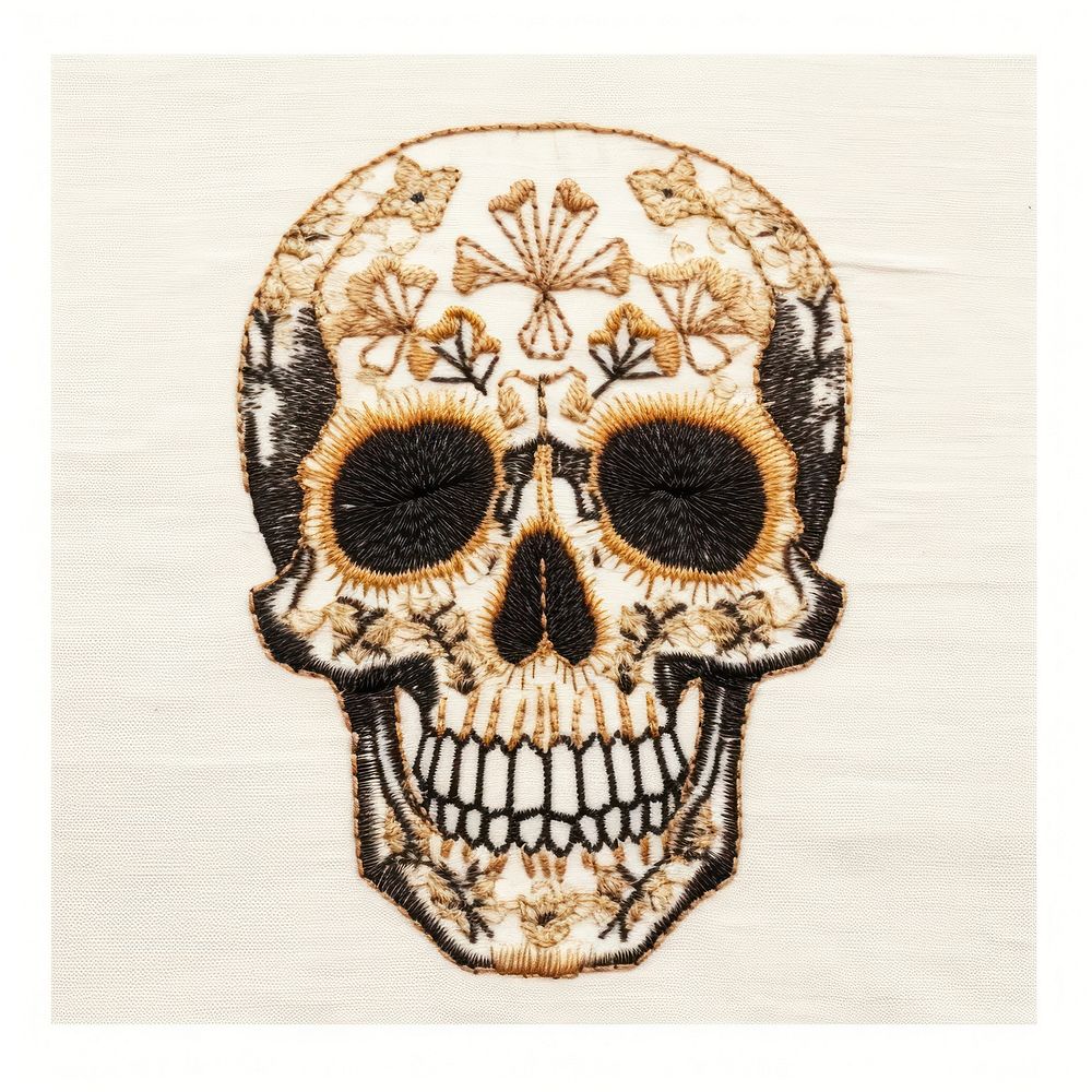 Simple skull embroidery pattern art.