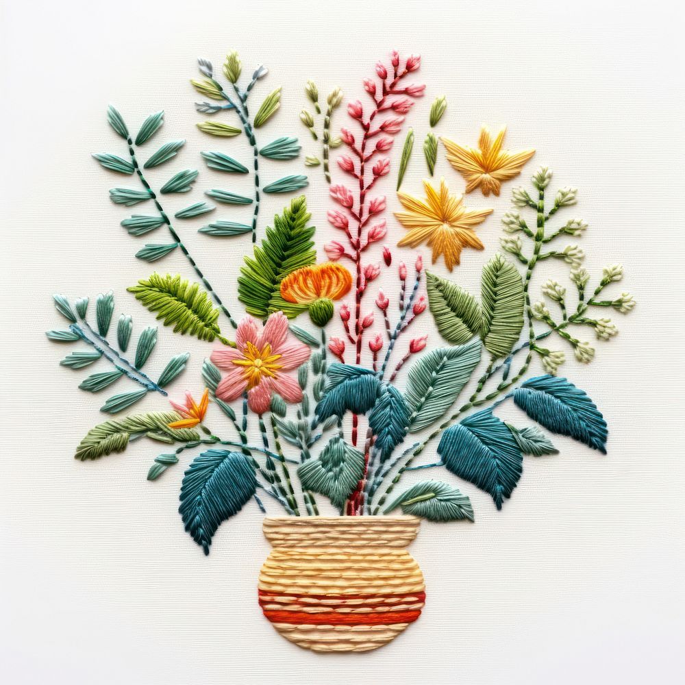 Plant embroidery needlework pattern.