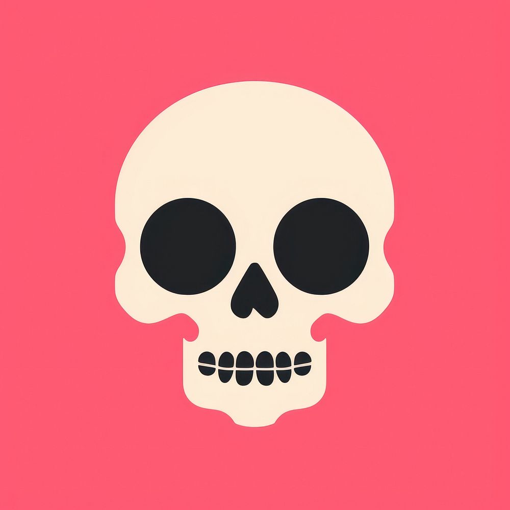 Cute skull icon portrait spooky person.