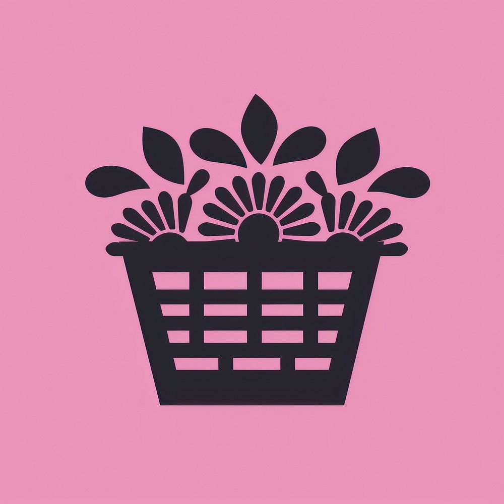 Flower basket icon plant blackboard container.
