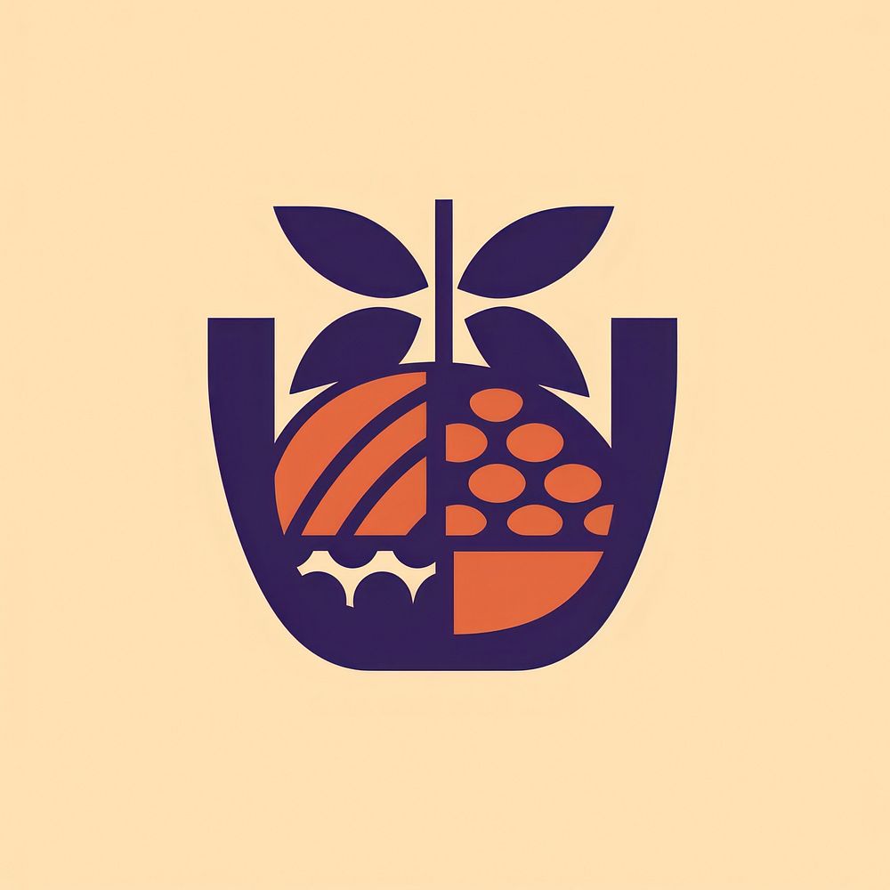 Fruit basket icon plant logo produce.