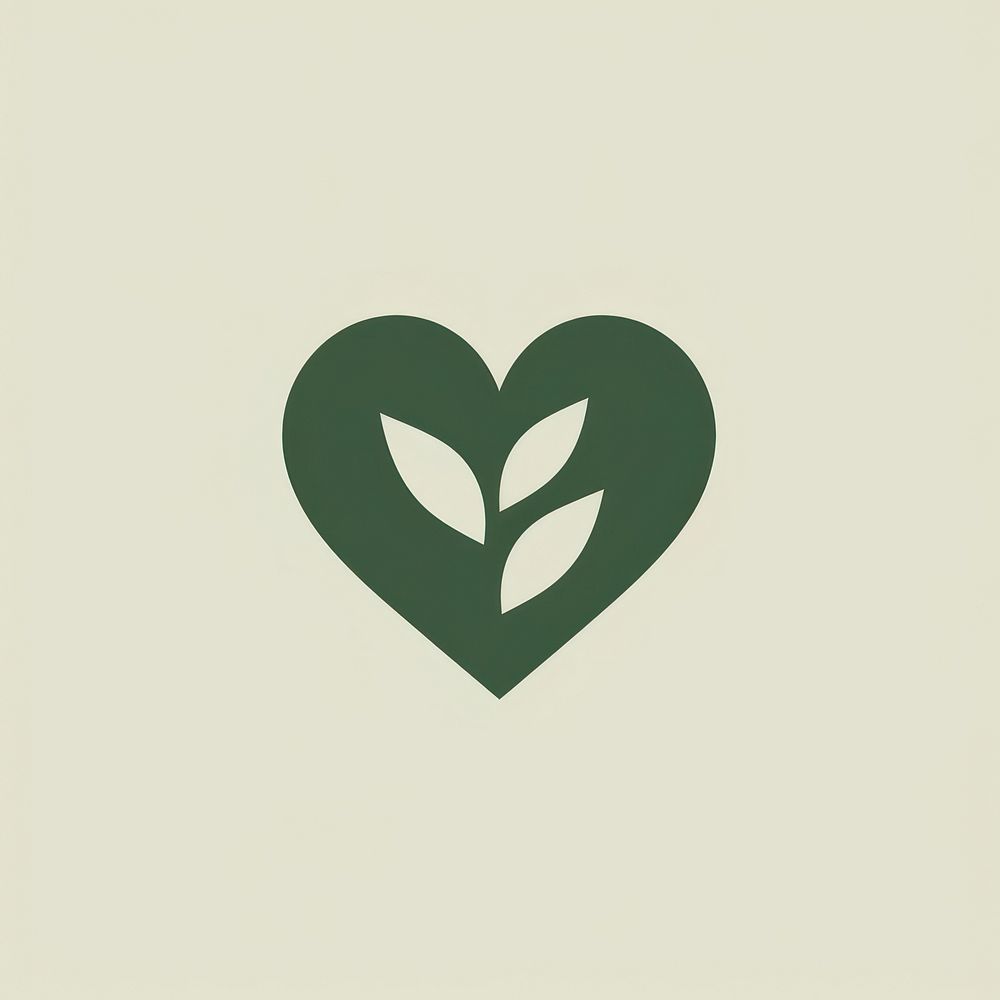 Heart with leaf icon symbol green logo.
