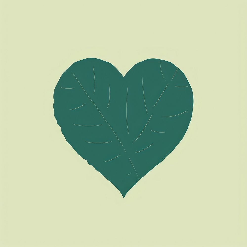 Heart with leaf icon plant green pattern.