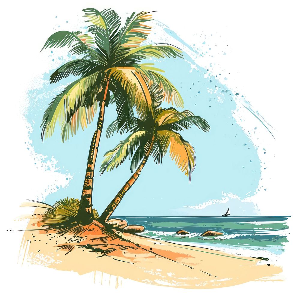 Summer vacation beach tree outdoors. AI generated Image by rawpixel.