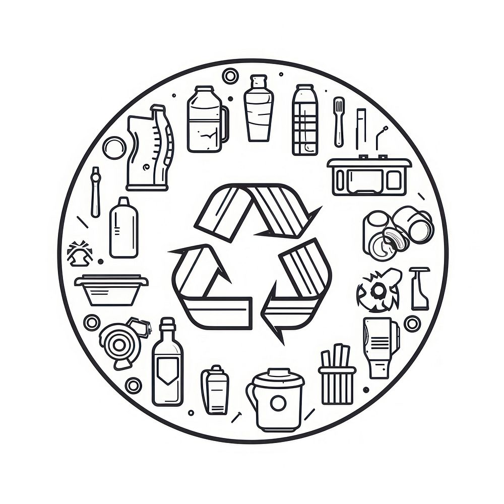 Recycle drawing doodle white background. AI generated Image by rawpixel.