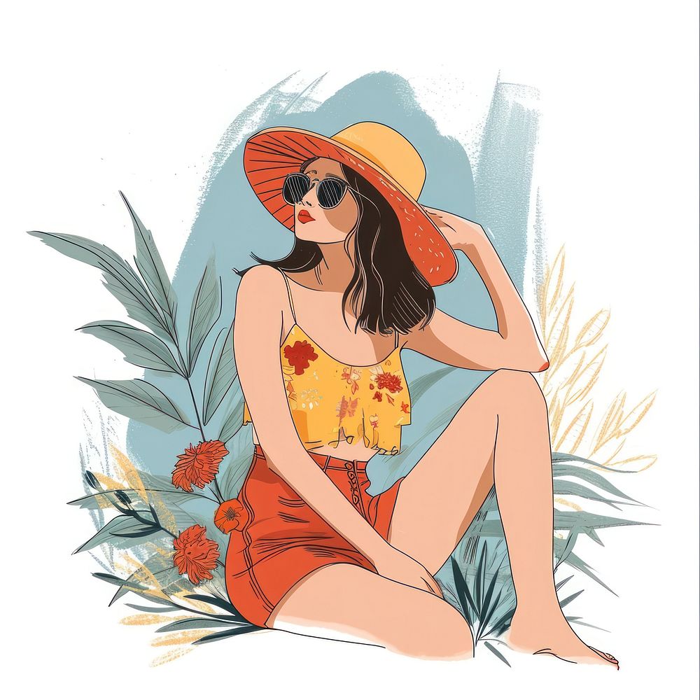 Summer vacation drawing sketch adult. AI generated Image by rawpixel.