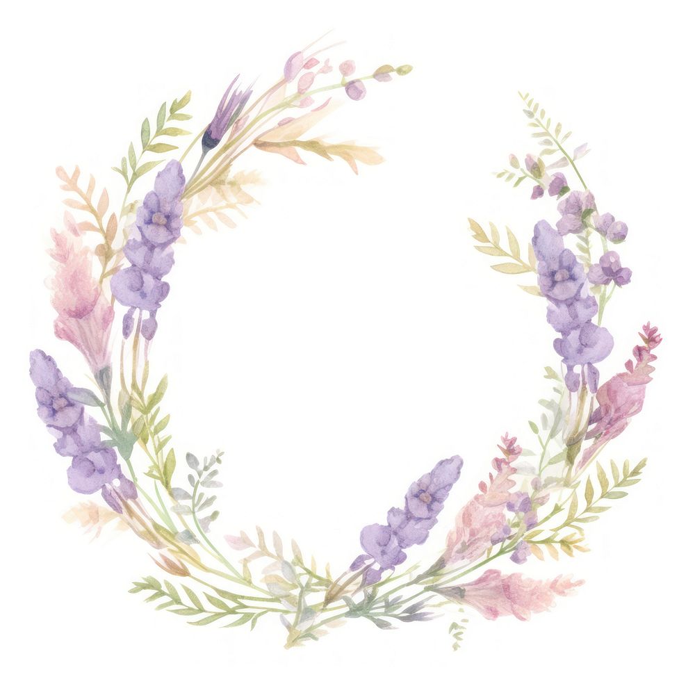 Lavender pattern flower wreath. AI generated Image by rawpixel.