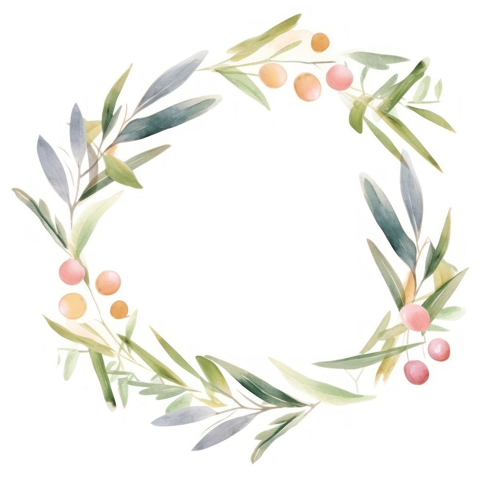 Olive branch wreath pattern plant. AI generated Image by rawpixel.