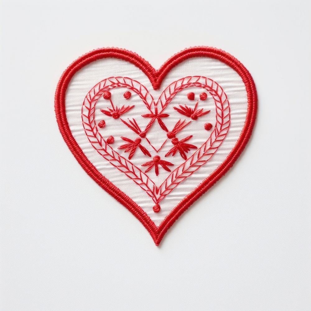 Heart icon embroidery style needlework textile pattern.