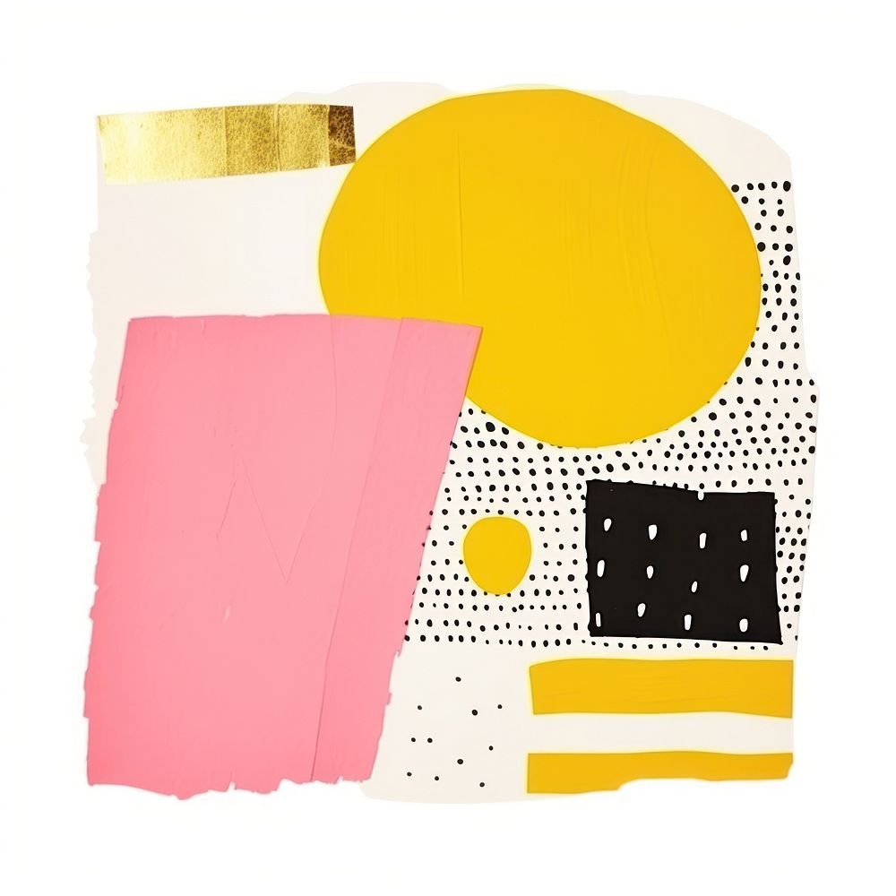 Craft paper collage element pattern yellow pink.
