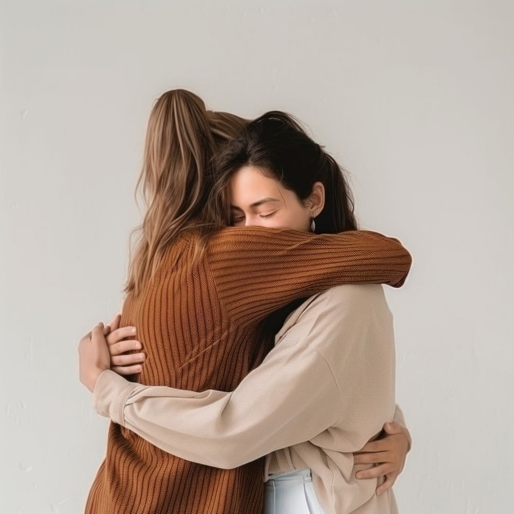 Two hugging friend adult togetherness affectionate.