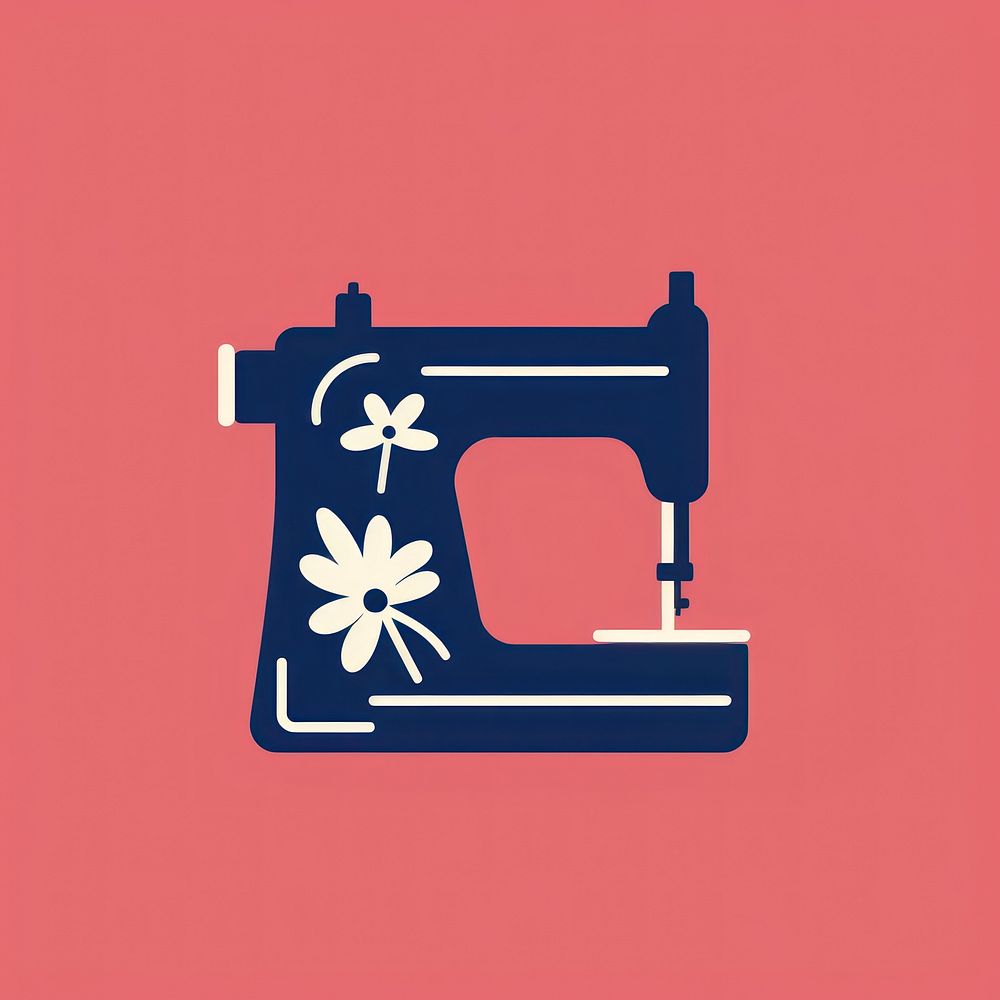 Sewing machine icon flower technology creativity.