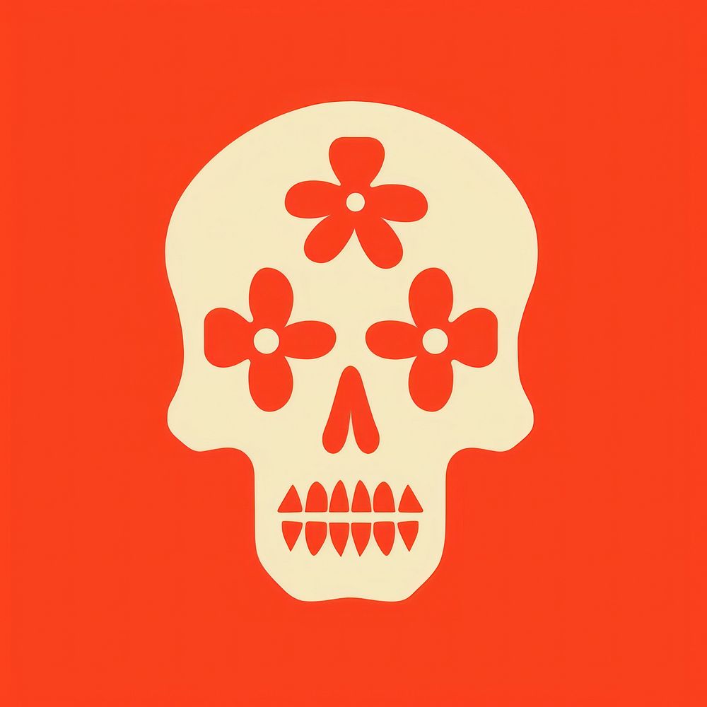 Skull with flowers icon celebration creativity ketchup.