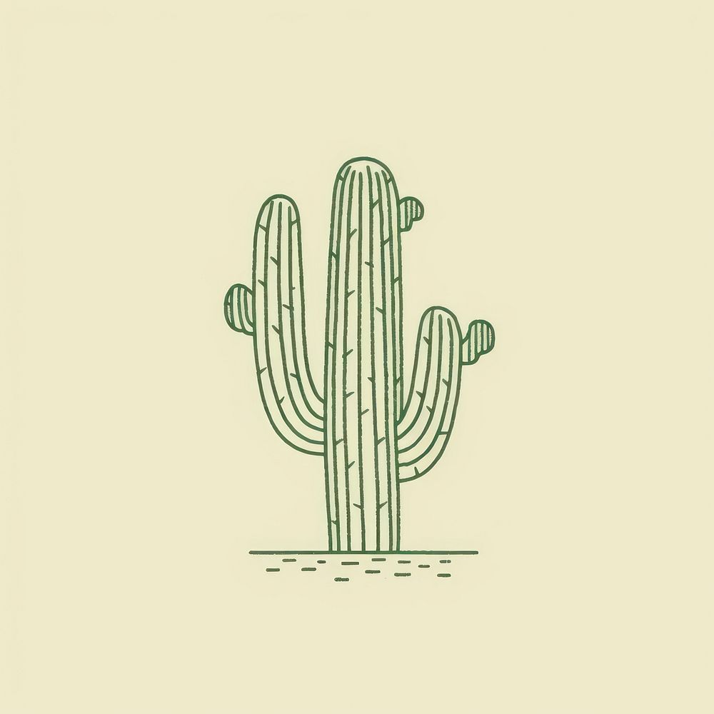 Cactus icon drawing plant green.