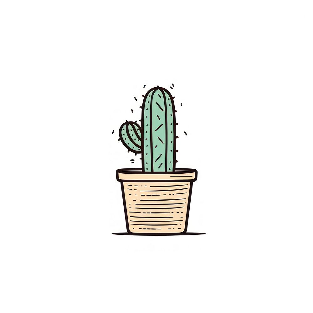 Cactus pot icon drawing creativity houseplant.