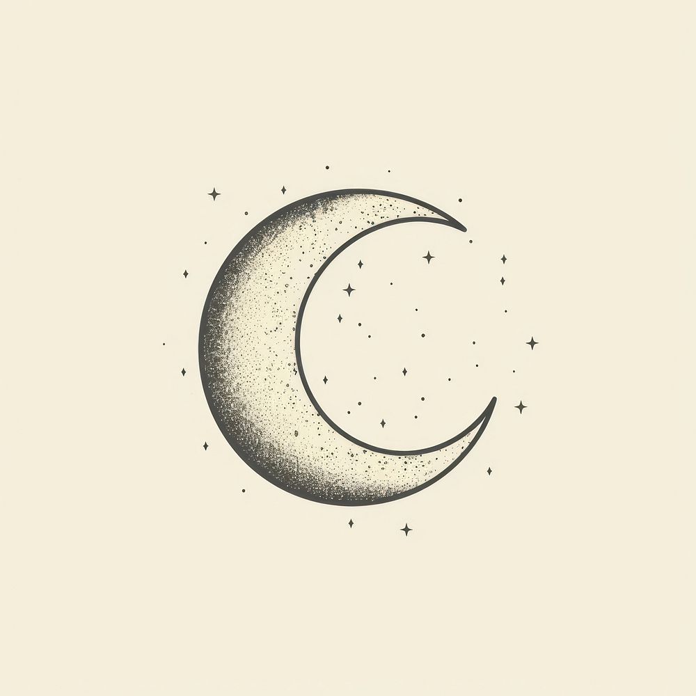Crescent moon icon astronomy drawing nature.